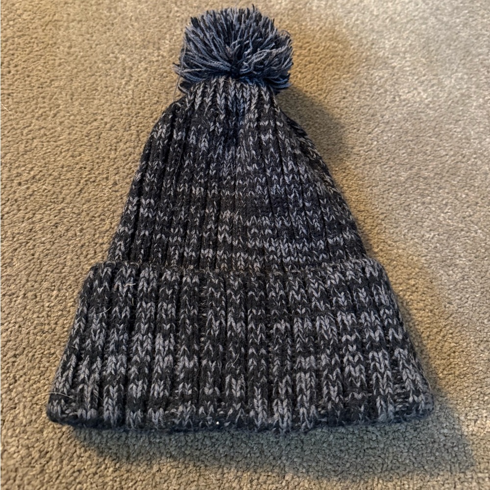 Black and Gray Cuffed Wool Beanie